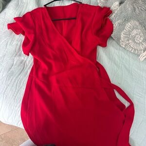 Formal red wrap short dress